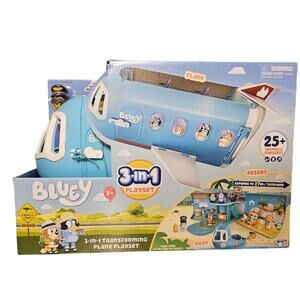 Bluey 3-in-1 Transforming Airplane Toys  Playset  Resort & Boat NEW